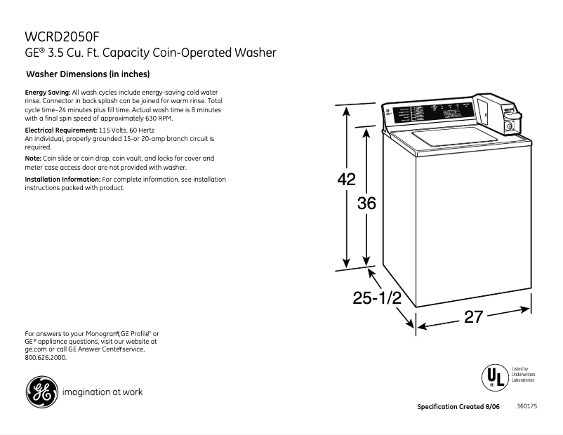 Image de la première page du manuel de l'appareil WCRD2050FWC