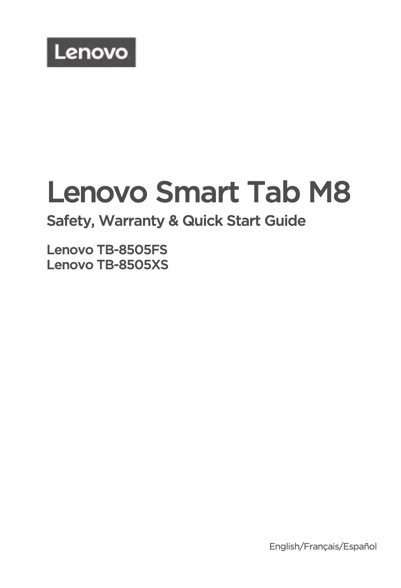Page 1 de la notice Manuel utilisateur Lenovo Smart Tab M8