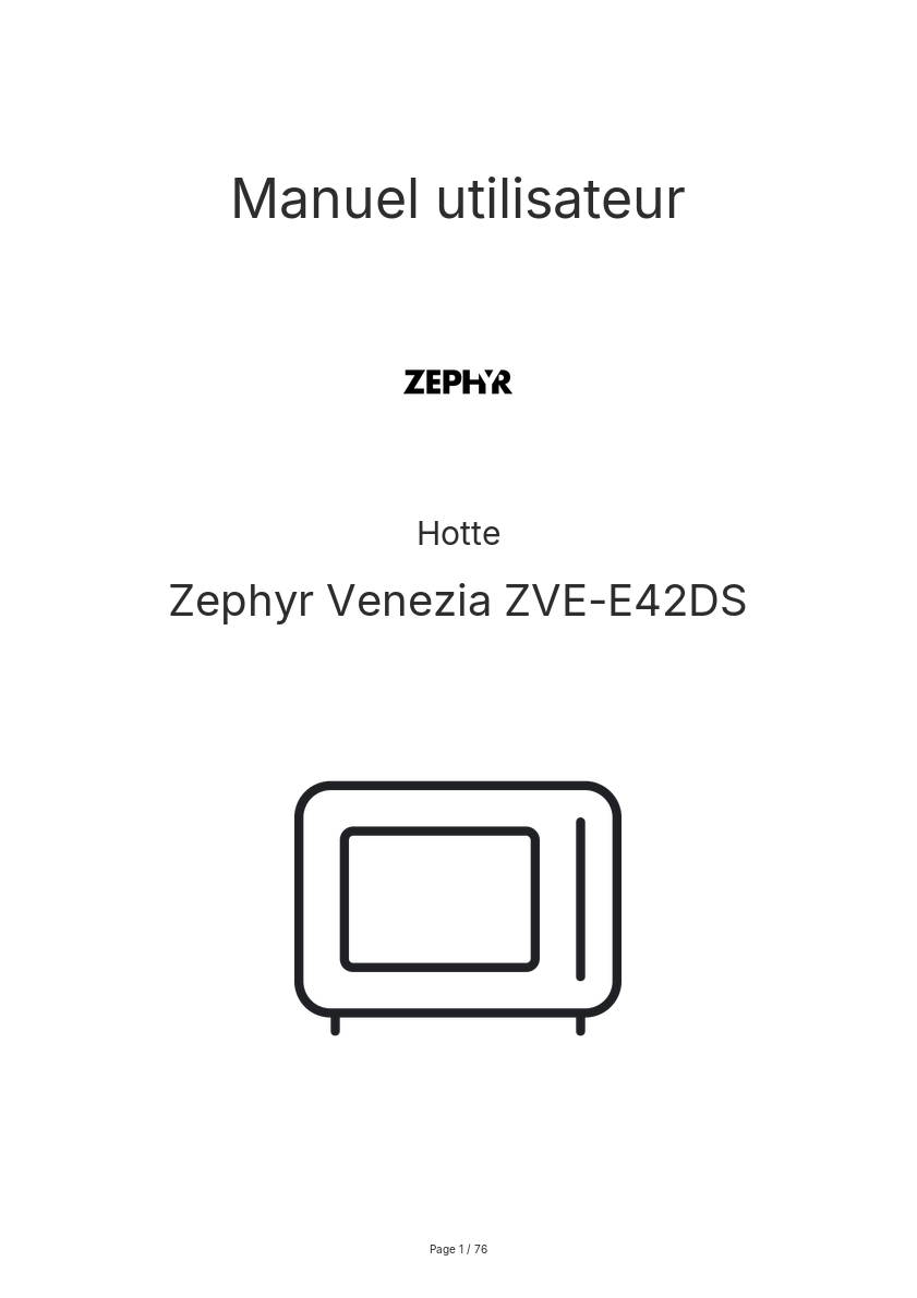 Page n°1 - Manuel utilisateur Zephyr Venezia ZVE-E42DS