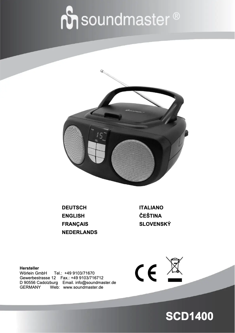 Page 1 de la notice Manuel utilisateur Soundmaster SCD1400