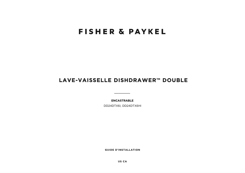 Page 1 de la notice Guide d'installation Fisher & Paykel DD24DTX6I1