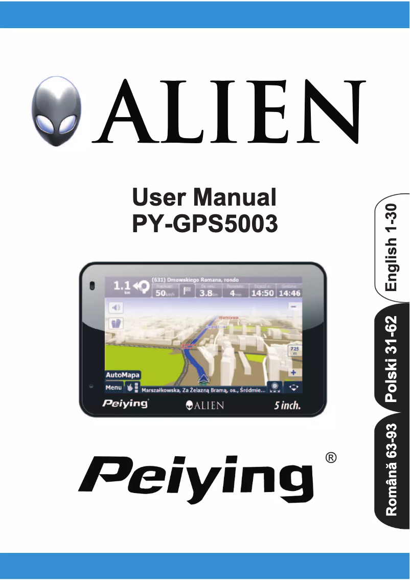 Page 1 de la notice Manuel utilisateur Peiying PY-GPS5003