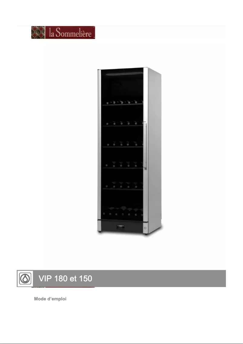 Page 1 de la notice Manuel utilisateur La Sommelière VIP 180