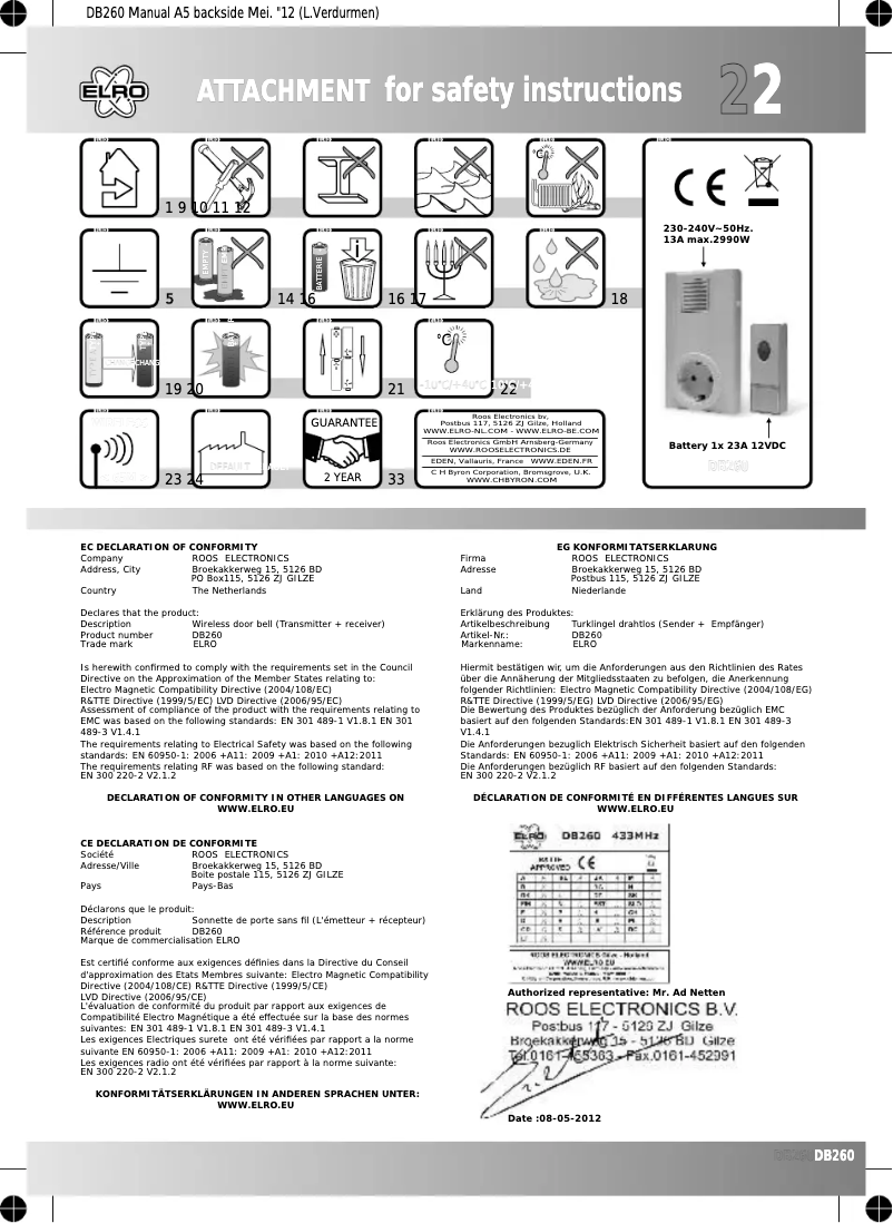 Image de la première page du manuel de l'appareil DB262