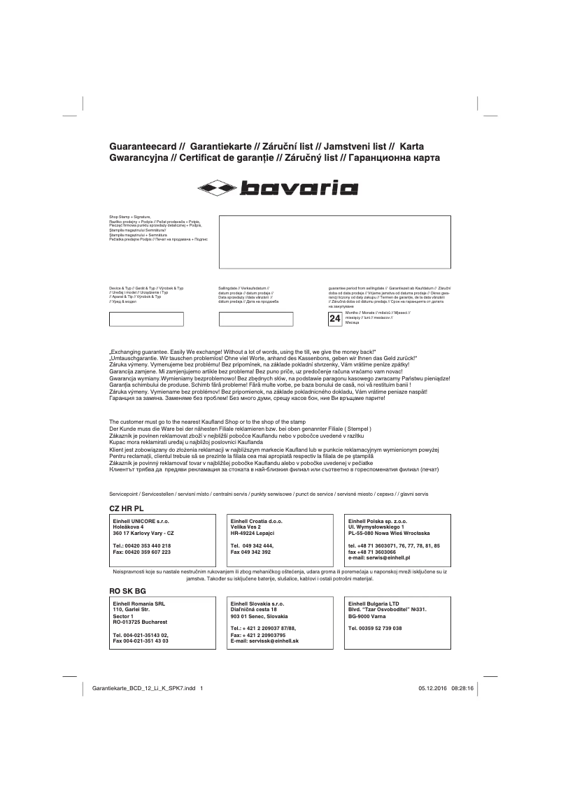 Page n°1 - Manuel utilisateur Bavaria BCD 12 Li K