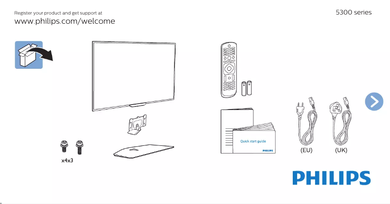 Page 1 de la notice Guide de démarrage rapide Philips 32PFT5300