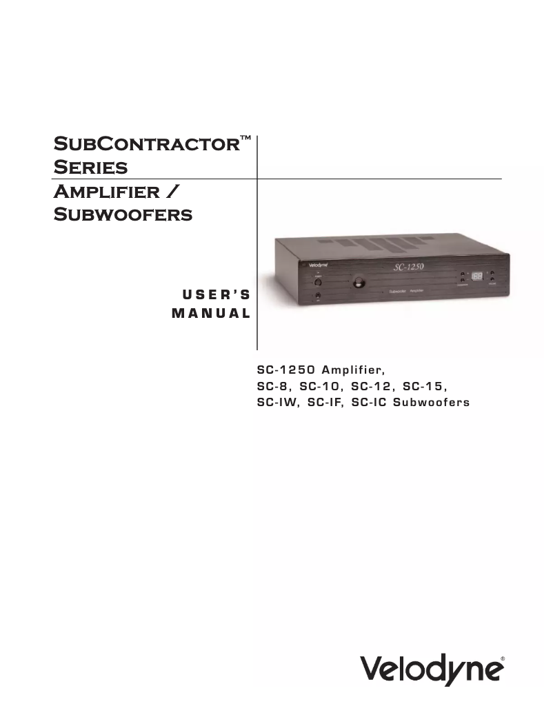 Page n°1 - Manuel utilisateur Velodyne SC-8