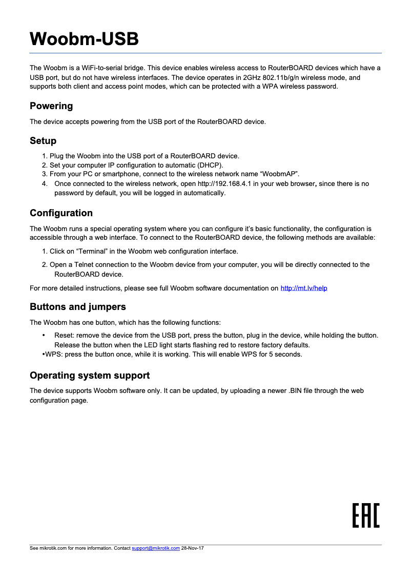 Image de la première page du manuel de l'appareil Woobm-USB