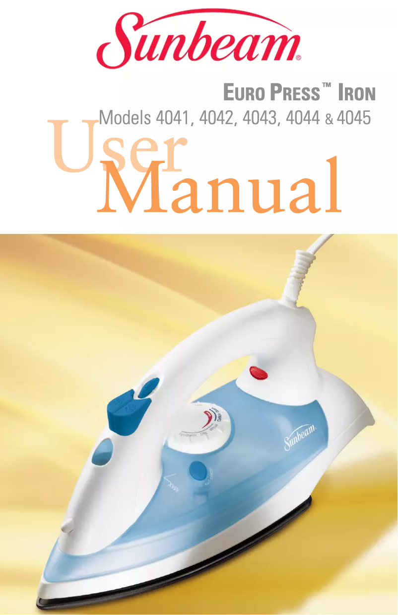 Page 1 de la notice Manuel utilisateur Sunbeam Euro Press 4045