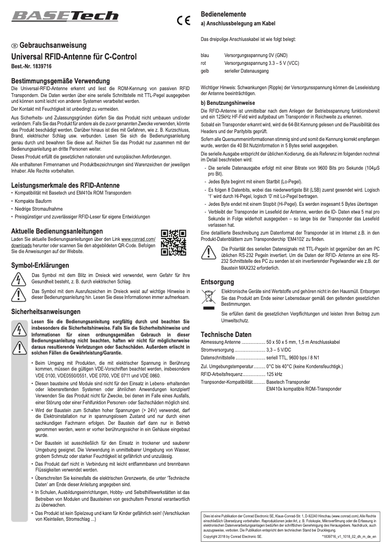 Page n°1 - Manuel utilisateur BaseTech BT-1839716