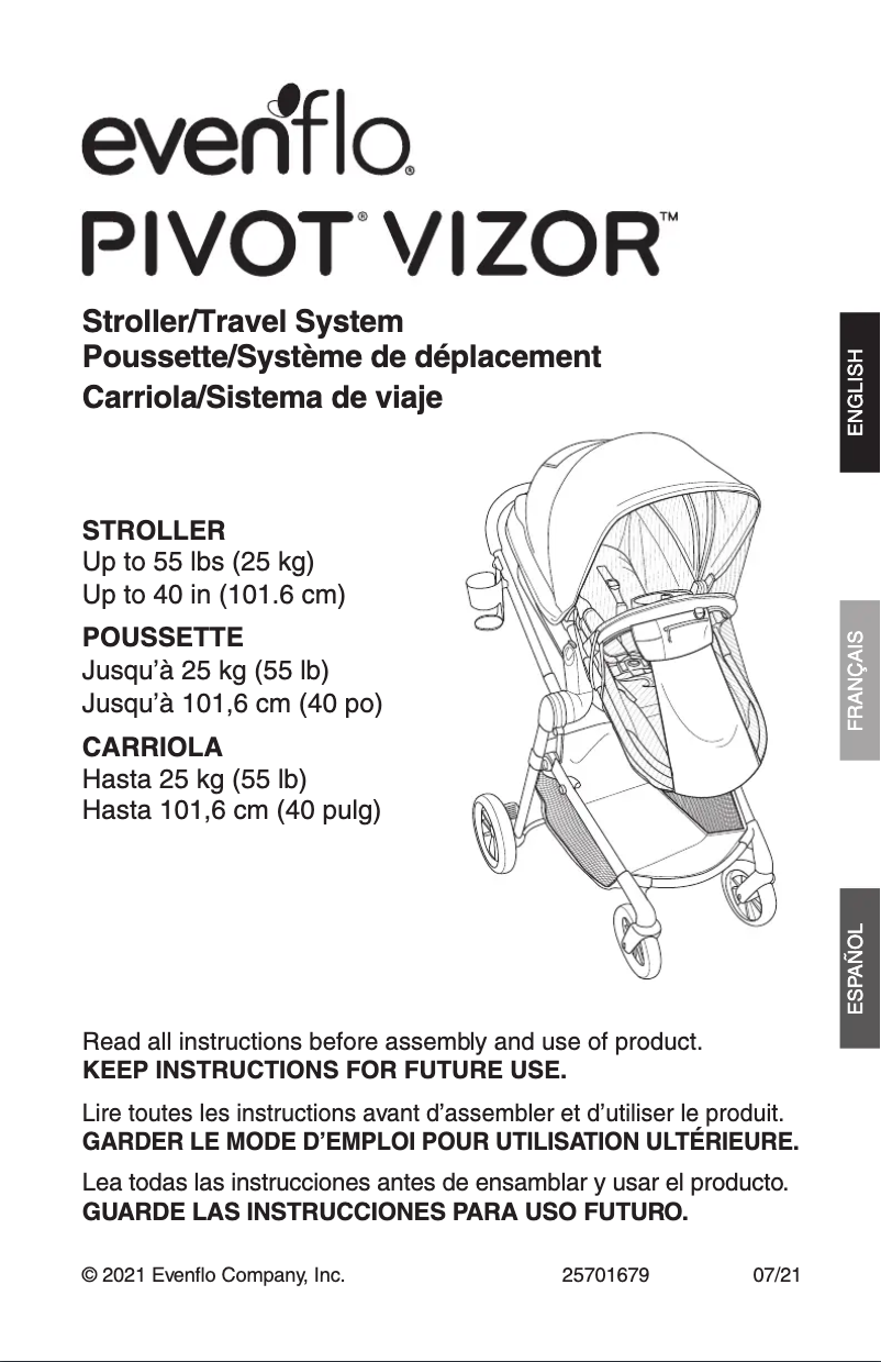 Página 1 del manual Manual de usuario Evenflo Pivot Vizor