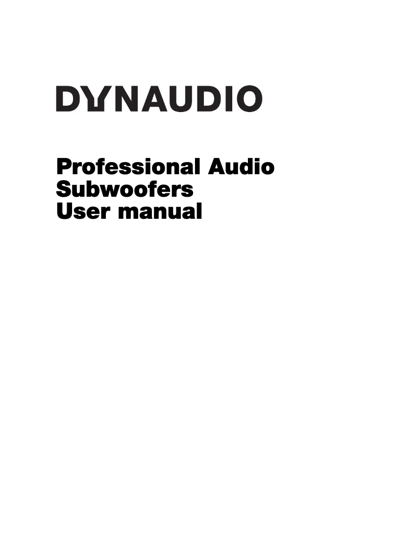 Page n°1 - Manuel utilisateur Dynaudio 9S