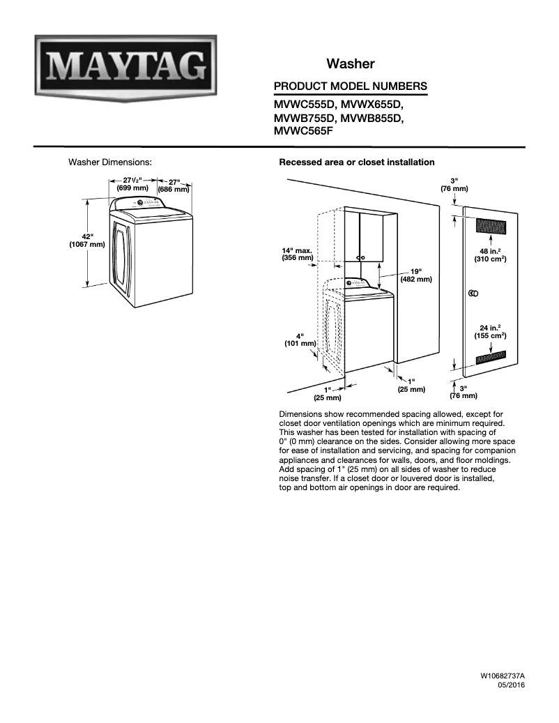 Image de la première page du manuel de l'appareil MVWC565FW