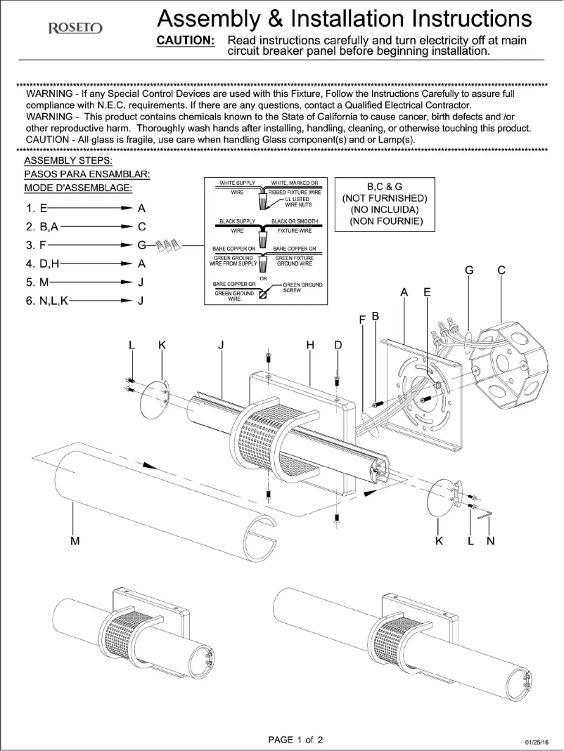 Page 1 de la notice Manuel utilisateur Roseto Samantha PBF2845ABRZ