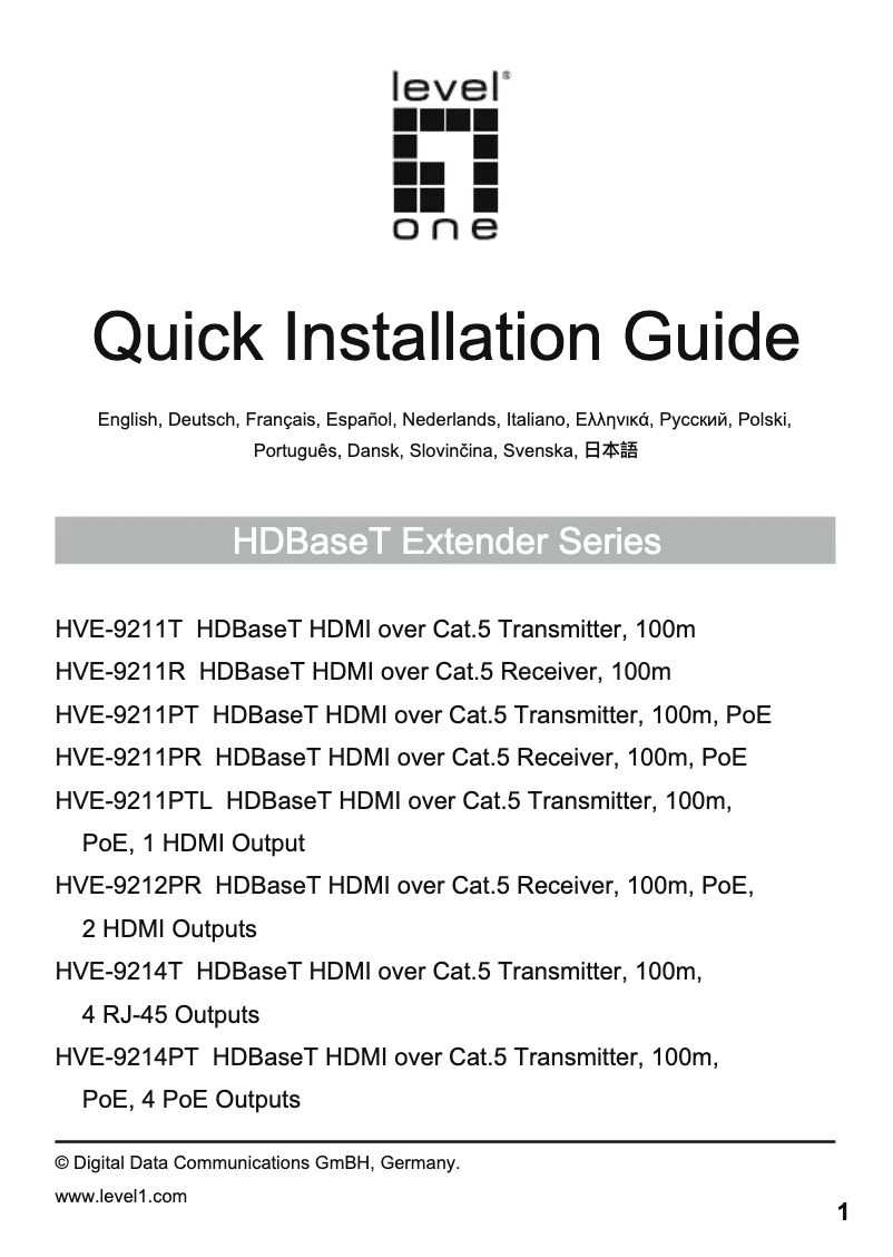 Page n°1 - Mode d'emploi LevelOne HVE-9200