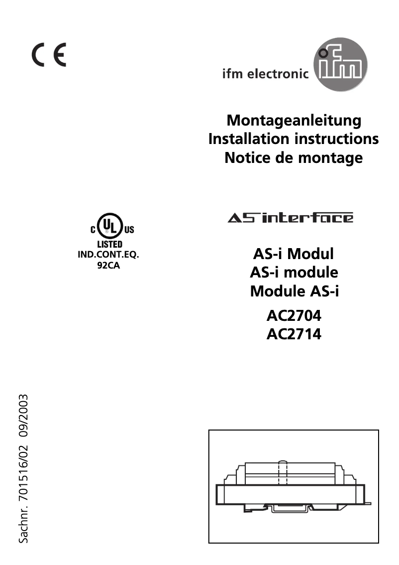 Page n°1 - Manuel utilisateur IFM AC2714