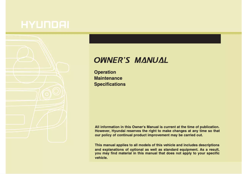 Page 1 de la notice Manuel utilisateur Hyundai Genesis (2014)
