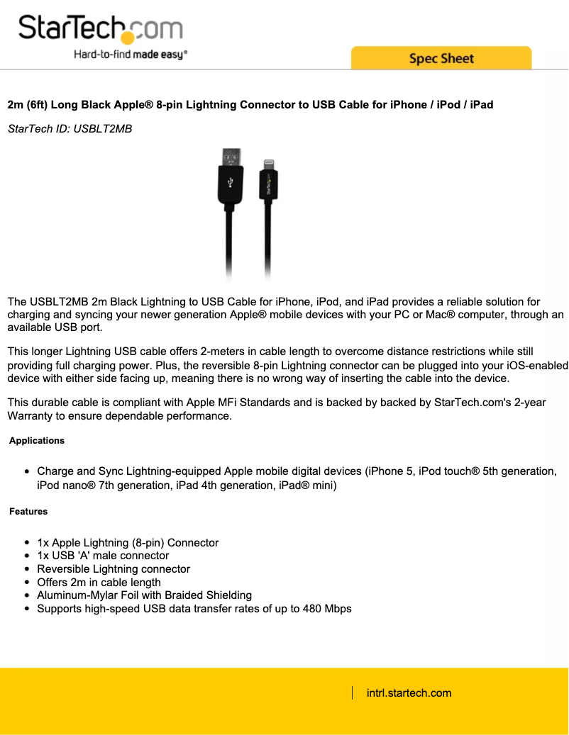 Page 1 de la notice Manuel utilisateur StarTech.com USBLT2MB