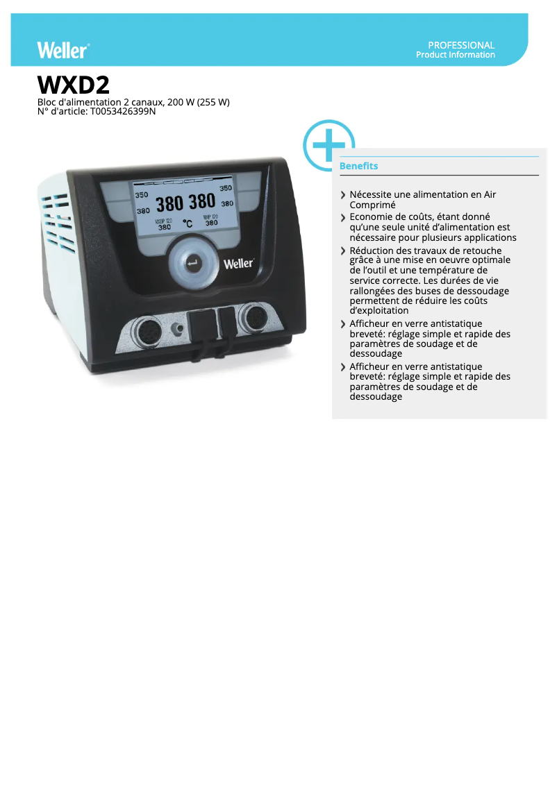 Page n°1 - Fiche technique Weller WXD 2