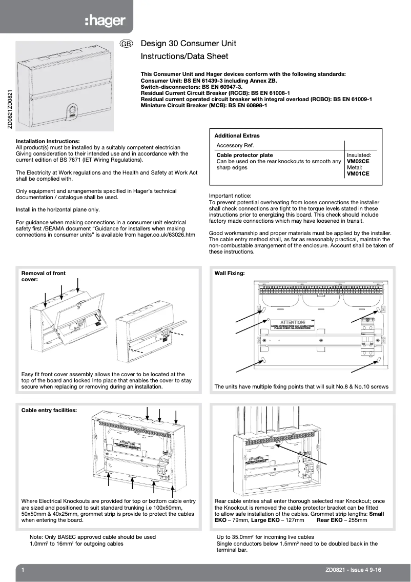 Page n°1 - Manuel utilisateur Hager VM206