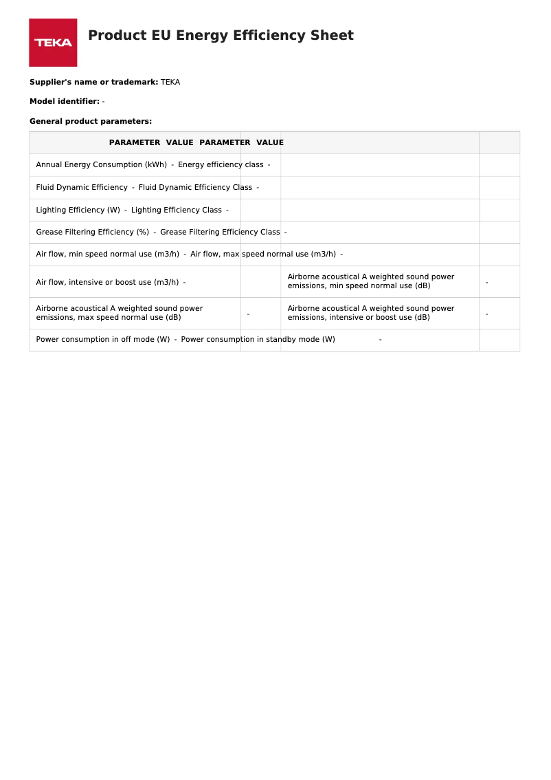 Page 1 de la notice Label énergétique Teka DBB 70
