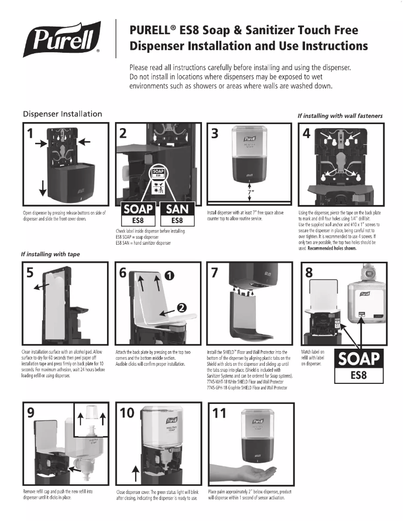 Page 1 de la notice Manuel utilisateur Purell ES8