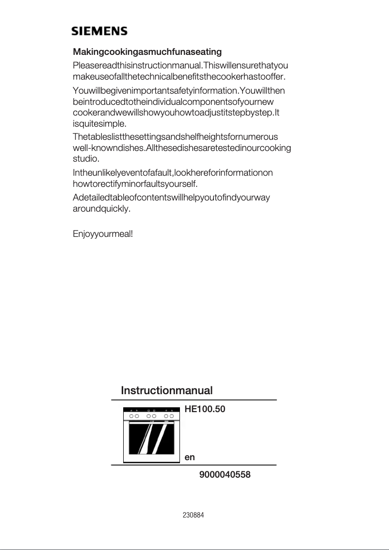 Image de la première page du manuel de l'appareil HE100250