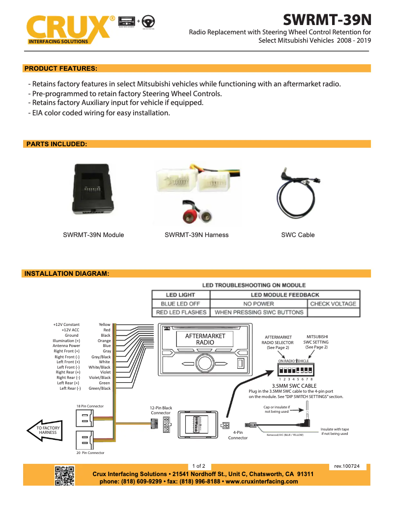 Page n°1 - Manuel utilisateur CRUX SWRMT-39N