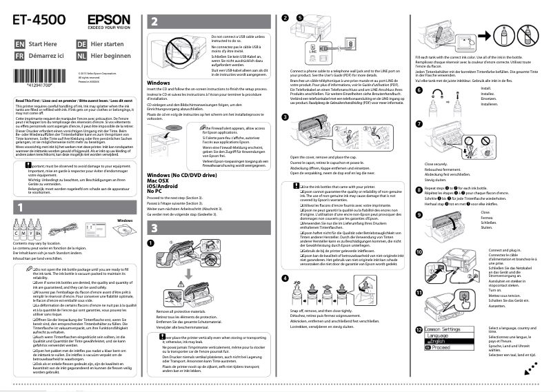 Page n°1 - Guide d'installation Epson AcuLaser ECOTANK ET-4500