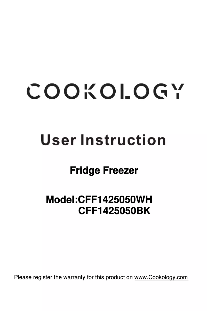 Page 1 de la notice Manuel utilisateur Cookology CFF1425050WH