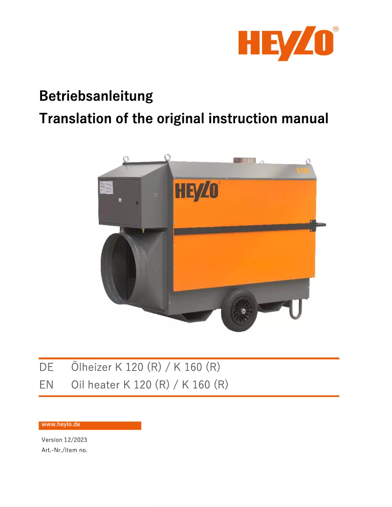 Page 1 de la notice Manuel utilisateur Heylo K 120 R