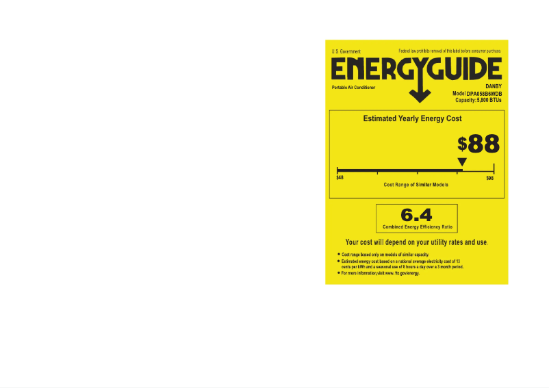 Página 1 del manual Etiqueta energética Danby DPA058B6WDB