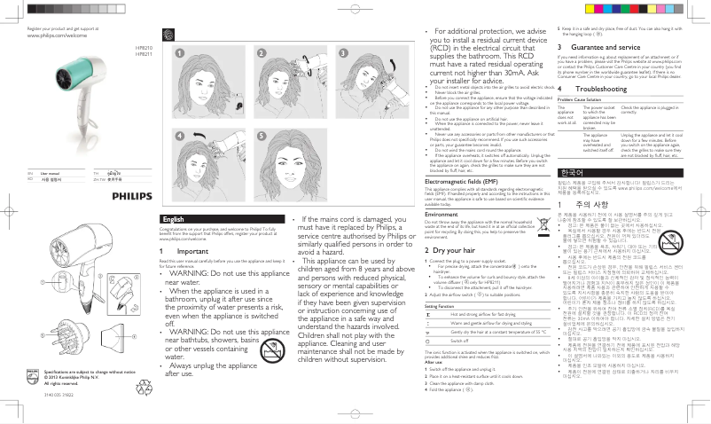 Page n°1 - Manuel utilisateur Philips Shine & Protect HP8210