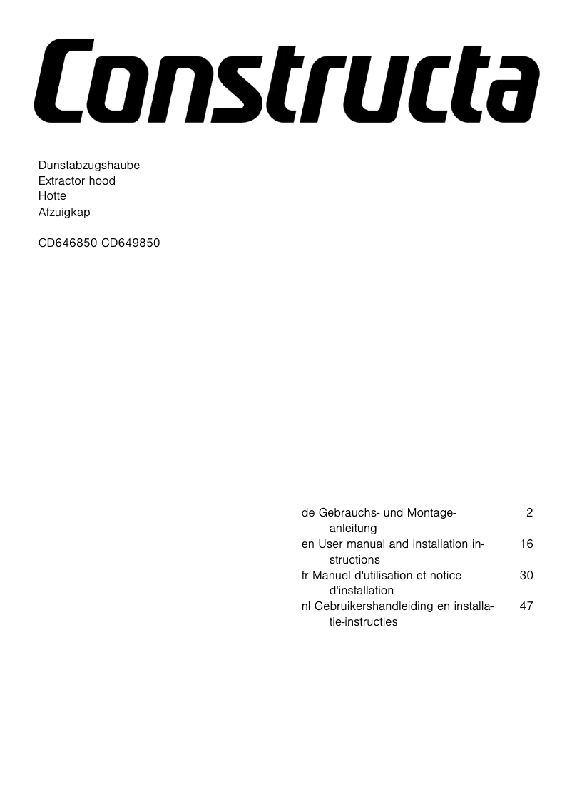 Page n°1 - Instructions / montage Constructa CD646850