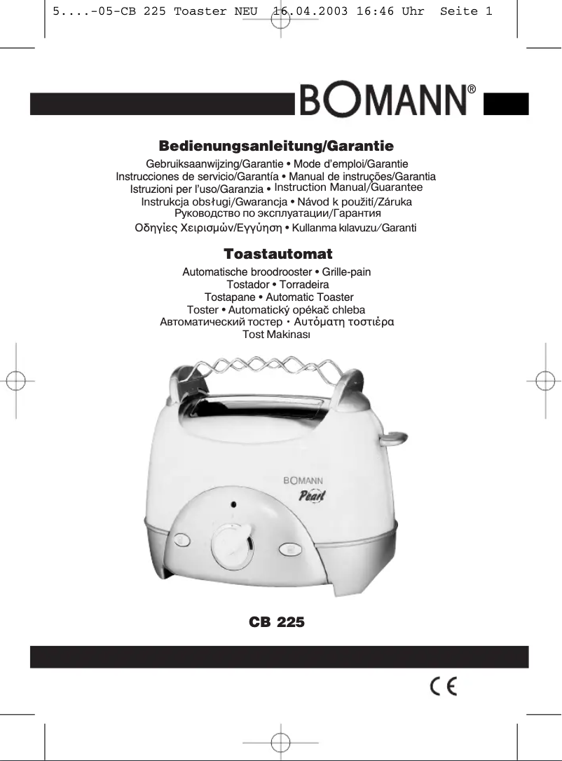 Page 1 de la notice Manuel utilisateur Bomann CB 225