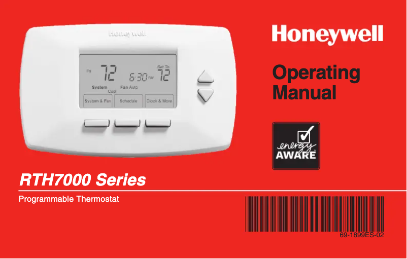 Page n°1 - Manuel utilisateur Honeywell RTH7400