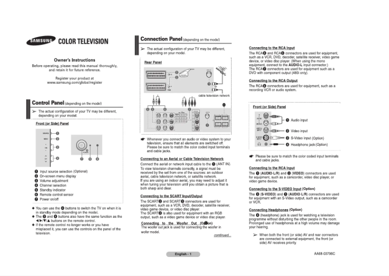Image de la première page du manuel de l'appareil CS29A330XL