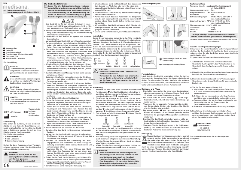 Imagen de la primera página del manual del dispositivo HM 630