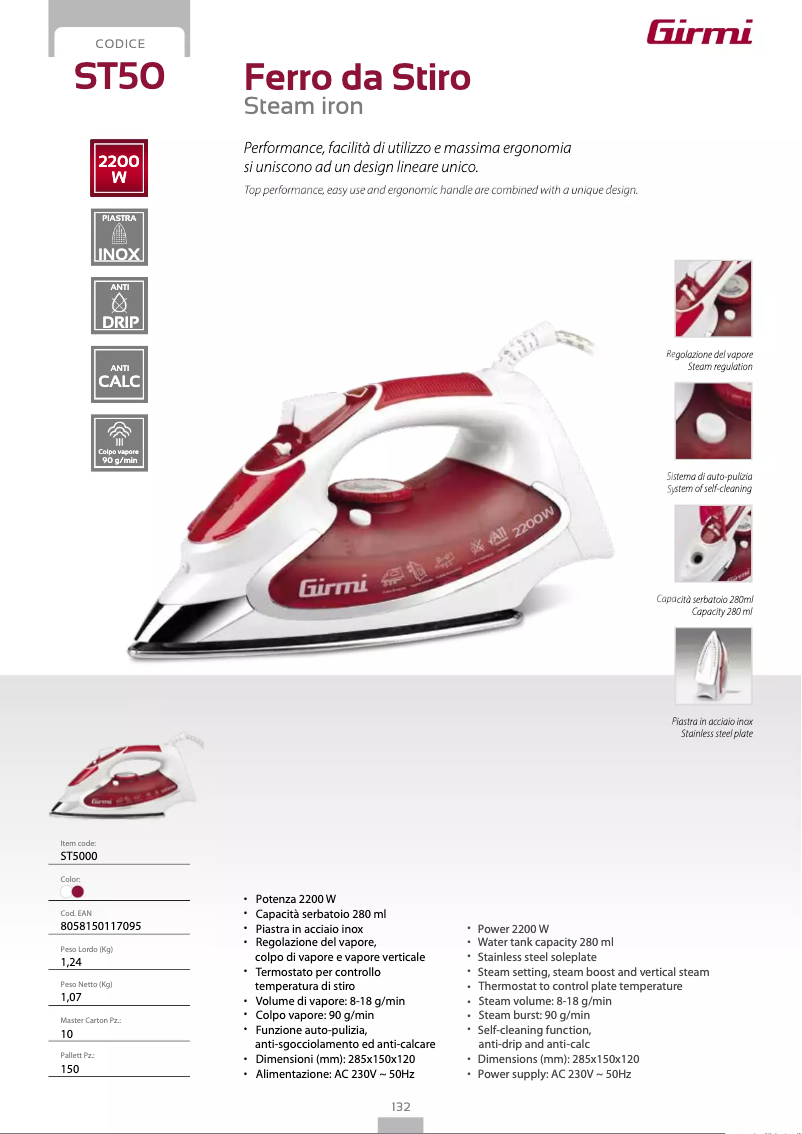 Página 1 del manual Ficha técnica Girmi ST50