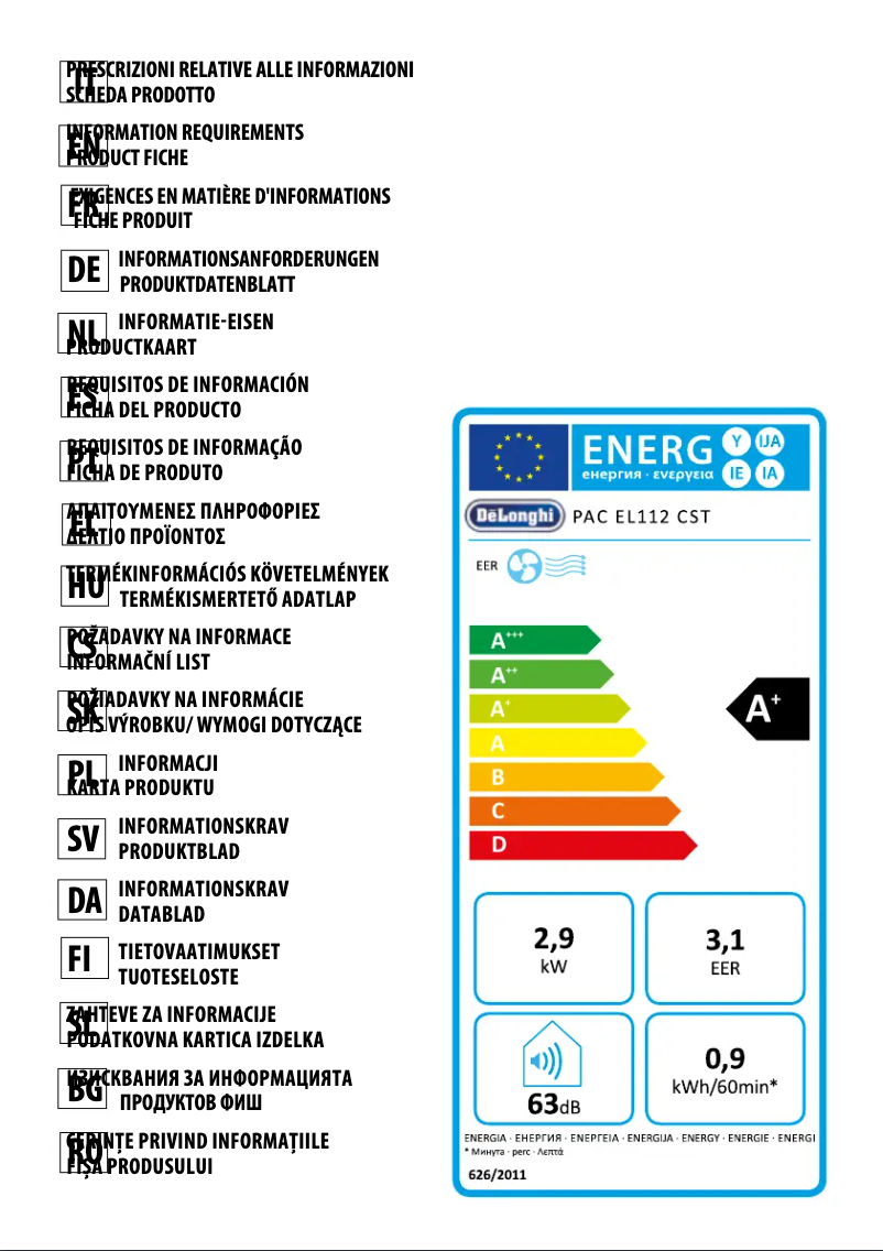 Image de la première page du manuel de l'appareil Pinguino PAC EL112 Silent CST