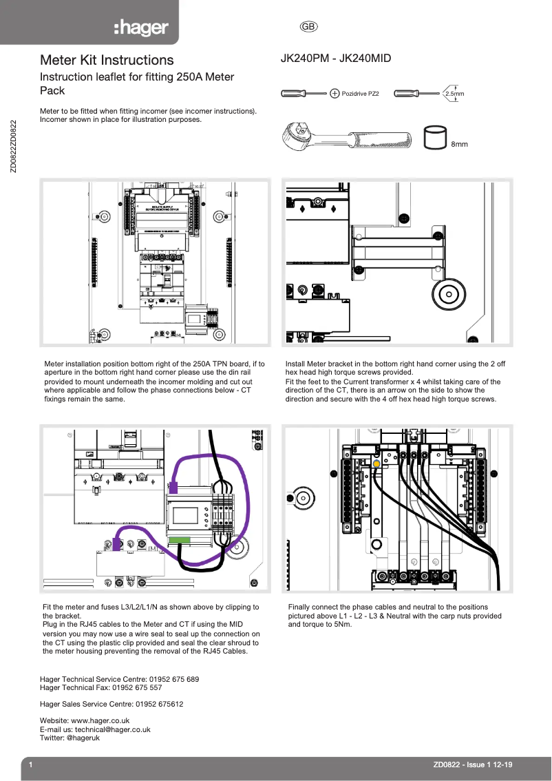 Page n°1 - Guide d'installation Hager JK240MID