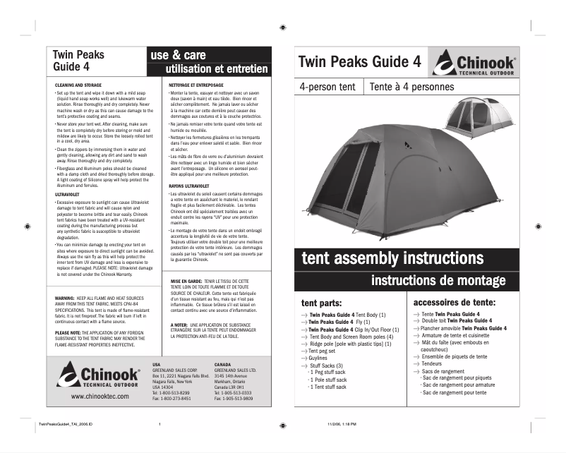 Página 1 del manual Manual de usuario Chinook Twin Peaks Guide 4