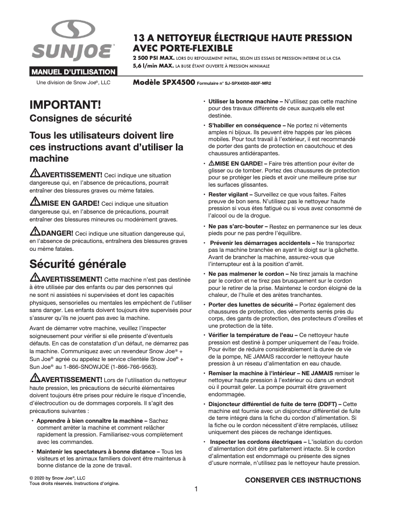 Image de la première page du manuel de l'appareil SPX4500