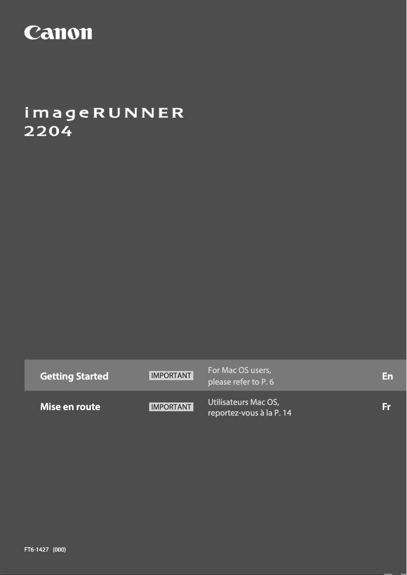 Image de la première page du manuel de l'appareil imageRUNNER 2204