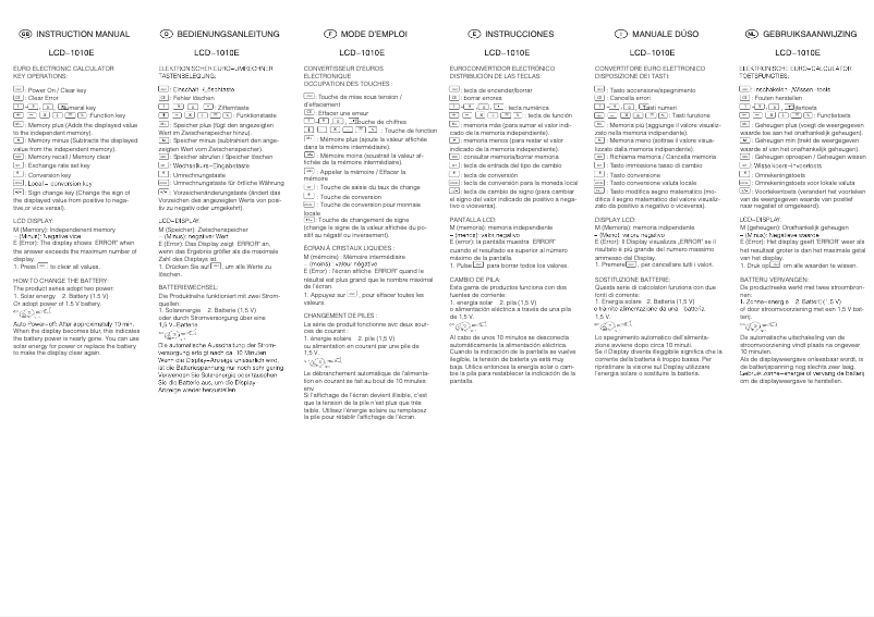 Image de la première page du manuel de l'appareil LCD 1010E