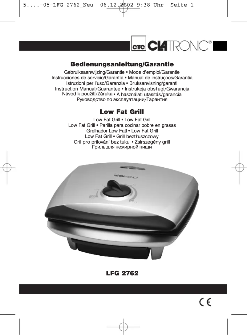 Page 1 de la notice Manuel utilisateur Clatronic LFG 2762