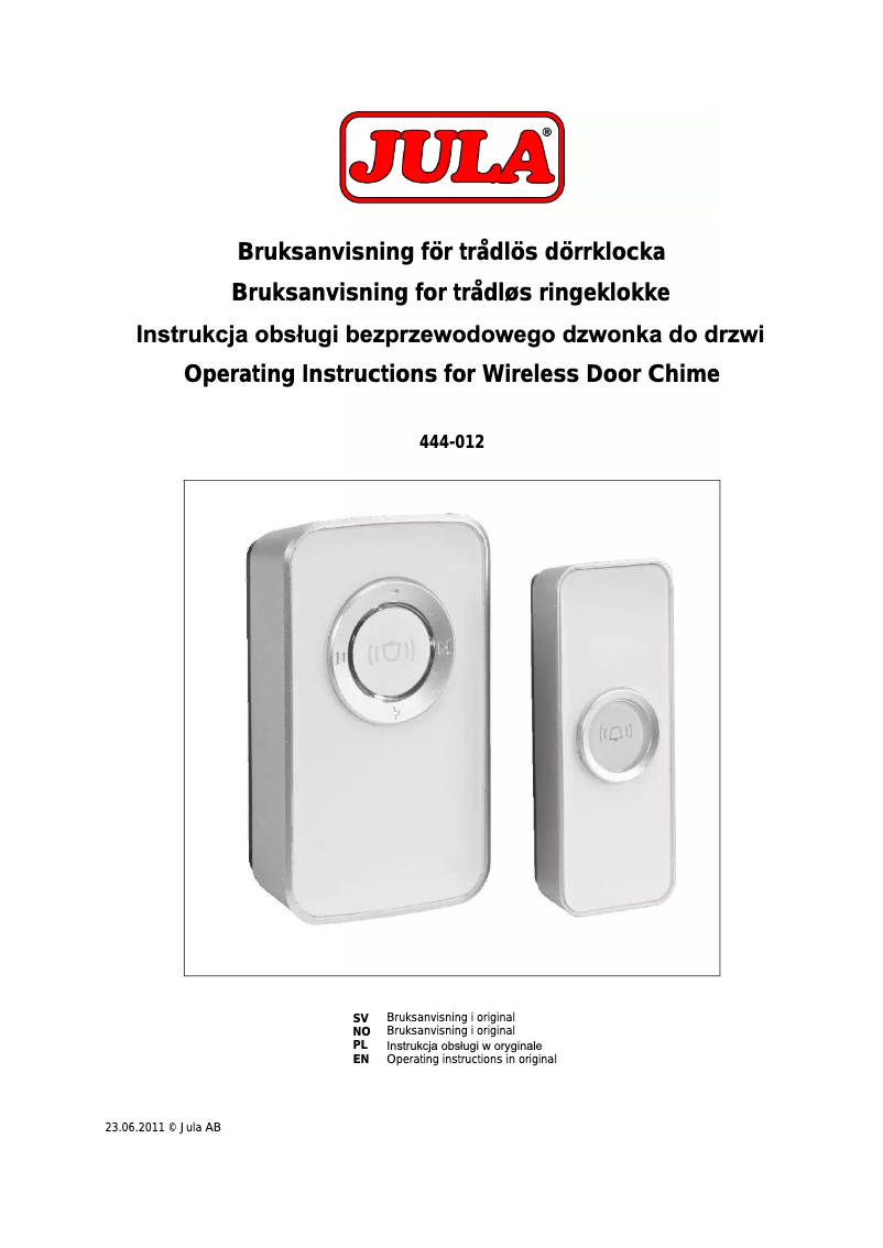 Page 1 de la notice Manuel utilisateur Marquant 444-012