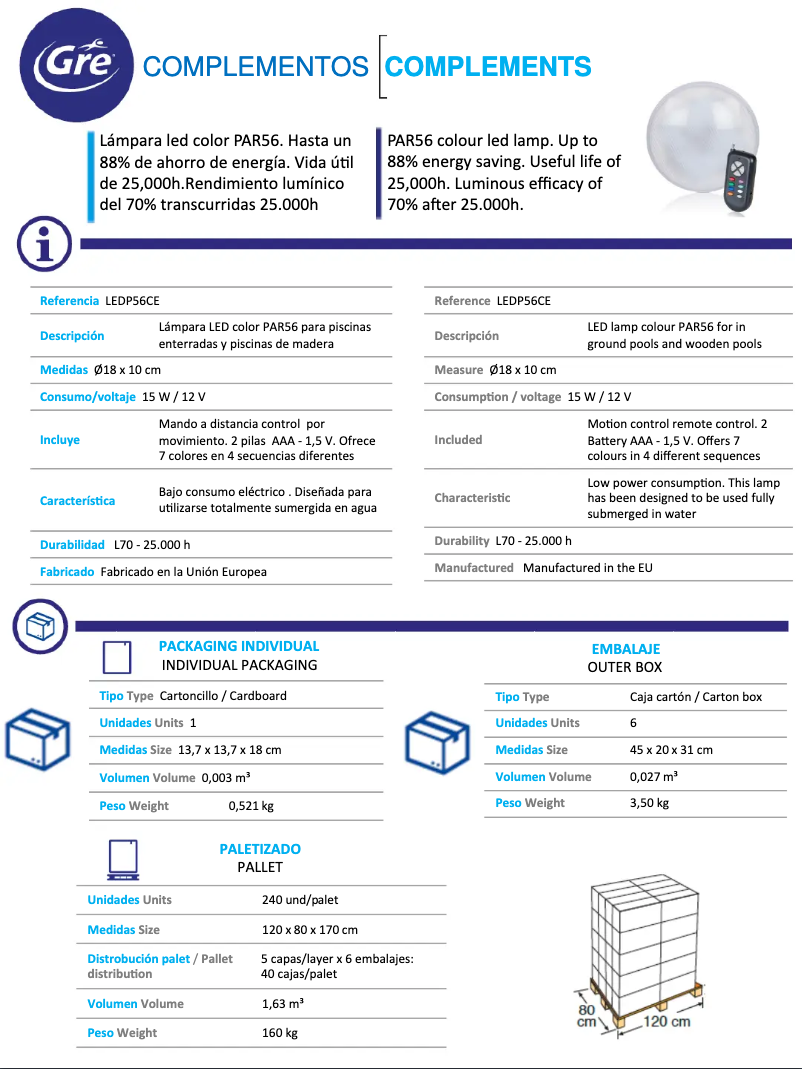 Imagen de la primera página del manual del dispositivo LEDP56CE