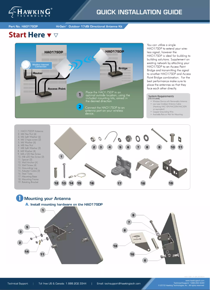 Page 1 de la notice Manuel utilisateur Hawking Technologies HAO17SDP