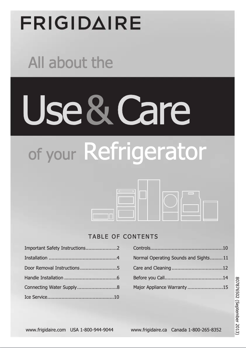 Page n°1 - Manuel utilisateur Frigidaire FFHT1515LW